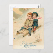  kinderen die in de sneeuw slapen briefkaart (Voorkant / Achterkant)