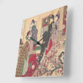 Kinderen die in de sneeuw spelen met pruimelbomen vierkante klok (Hoek)