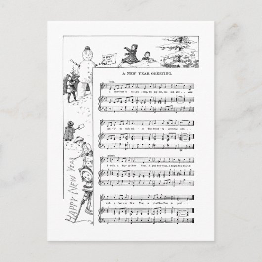 Kinderen die in het Lied van het Nieuwjaar van de Feestdagenkaart (Voorkant)
