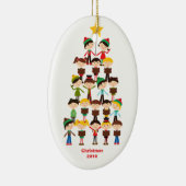 Kinderen die kerst-kerstversiering met Carols zing Keramisch Ornament (Rechts)