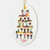 Kinderen die kerst-kerstversiering met Carols zing Keramisch Ornament (Links)