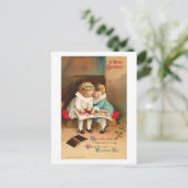 Kinderen die kerstkaart lezen feestdagenkaart (Staand voorkant)