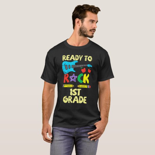 Kinderen die klaar zijn om 1e Grade Guitar 1e Grad T-shirt (Voorkant volledig)