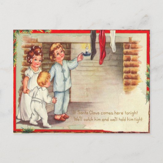 Kinderen die kousen controleren briefkaart (Voorkant)