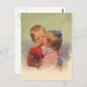 kinderen die kunst kussen, Karl Feiertag 1910 Briefkaart (Voorkant / Achterkant)