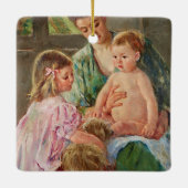 Kinderen die met een hond spelen van Mary Cassatt Keramisch Ornament (Achterkant)