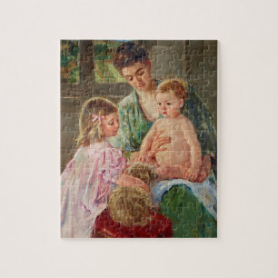 Kinderen die met een hond spelen van Mary Cassatt Legpuzzel