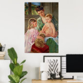 Kinderen die met een hond spelen van Mary Cassatt Poster (Thuiskantoor)
