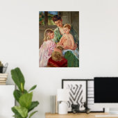 Kinderen die met een hond spelen van Mary Cassatt Poster (Thuiskantoor)