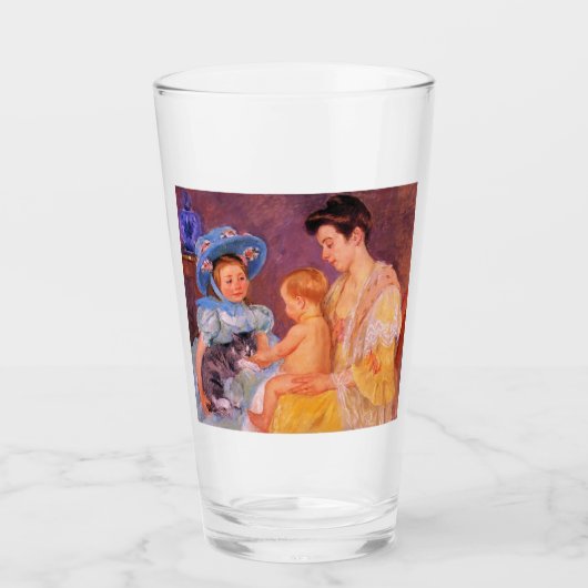 Kinderen die met een kat spelen (door Mary Cassatt Glas (Voorkant)