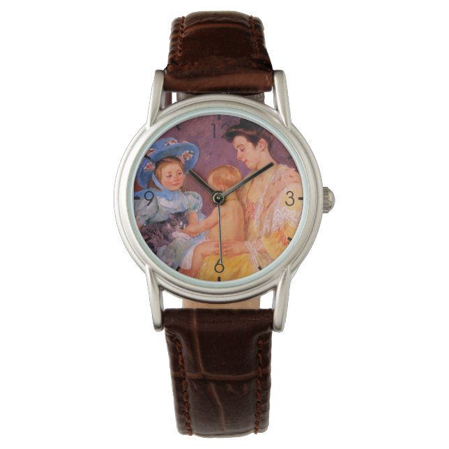 Kinderen die met een kat spelen (door Mary Cassatt Horloge (Voorkant)