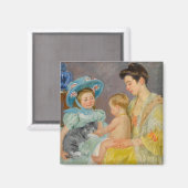 Kinderen die met een kat spelen | Mary Cassatt Magneet (Voorkant / Achterkant)