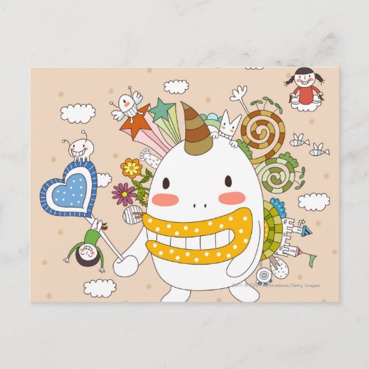 Kinderen die met monster spelen briefkaart (Voorkant)