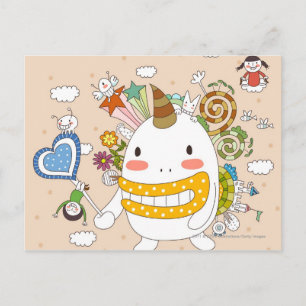 Kinderen die met monster spelen briefkaart