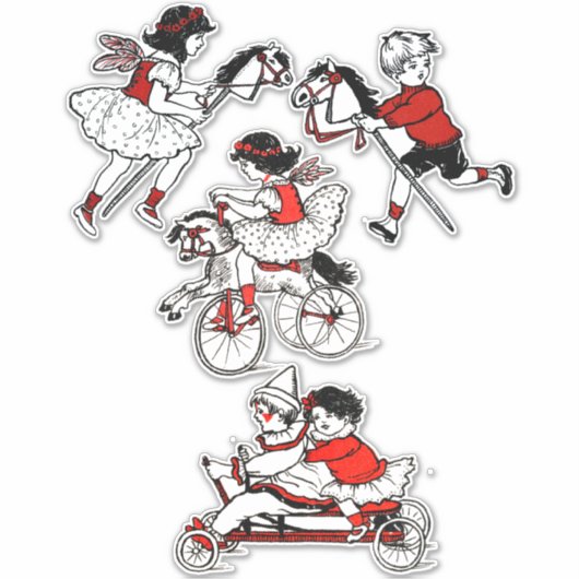 Kinderen die met speelgoed spelen  illustratie sticker (Voorkant)