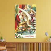 Kinderen die naar de Griekse kerstman lopen Canvas Afdruk (Insitu (Woonkamer))