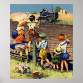  kinderen die naar de lokale boer op de trekker wa poster (Voorkant)