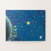 Kinderen die naar de nachtelijke hemel kijken legpuzzel (Horizontaal)