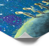 Kinderen die naar de nachtelijke hemel kijken poster (Hoek)