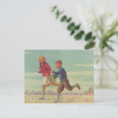  kinderen die naar school gaan met boekjes (Staand voorkant)