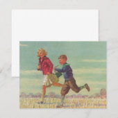  kinderen die naar school gaan met boekjes (Voorkant / Achterkant)