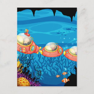 Kinderen die onderzeeboten briefkaart