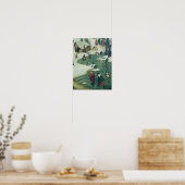 Kinderen die op de Bevroren rivier spelen Poster (Keuken)