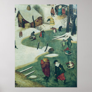 Kinderen die op de Bevroren rivier spelen Poster