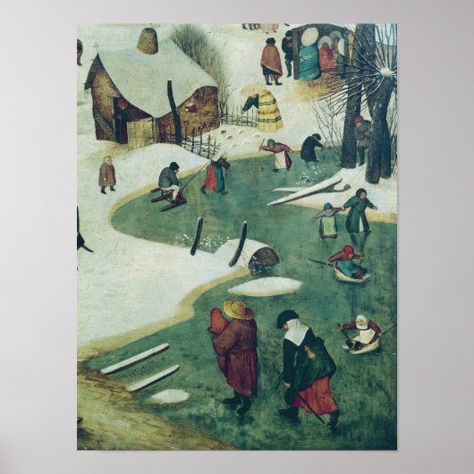 Kinderen die op de Bevroren rivier spelen Poster (Voorkant)