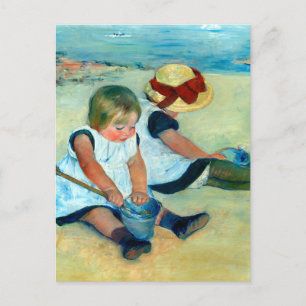 Kinderen die op de strand spelen door Mary Cassatt Briefkaart