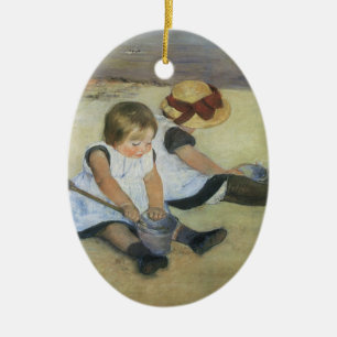 Kinderen die op de strand spelen door Mary Cassatt Keramisch Ornament