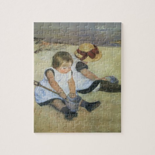 Kinderen die op de strand spelen door Mary Cassatt Legpuzzel (Verticaal)