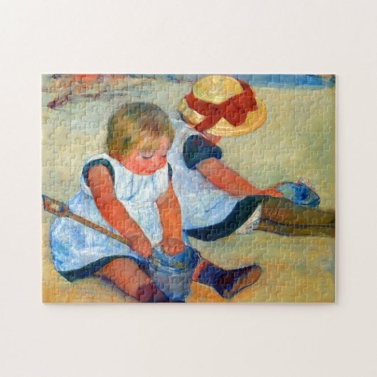 Kinderen die op de strand spelen door Mary Cassatt Legpuzzel (Horizontaal)