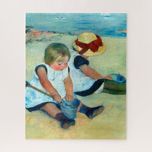 Kinderen die op de strand spelen door Mary Cassatt Legpuzzel (Verticaal)