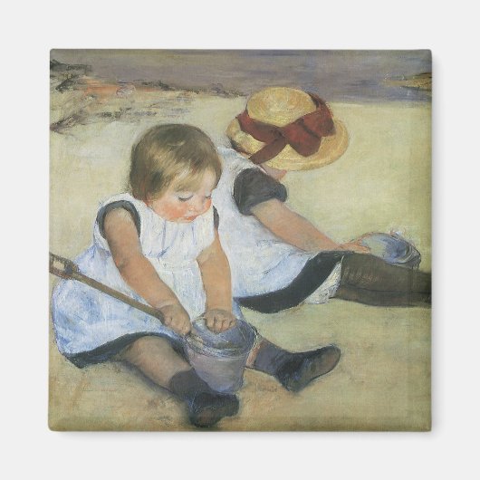 Kinderen die op de strand spelen door Mary Cassatt Magneet (Voorkant)