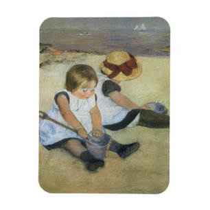 Kinderen die op de strand spelen door Mary Cassatt Magneet