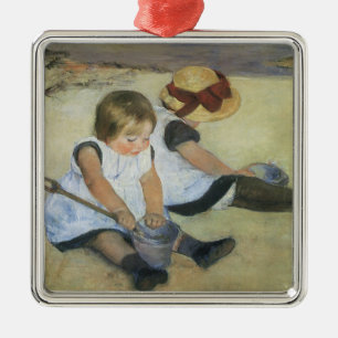 Kinderen die op de strand spelen door Mary Cassatt Metalen Ornament