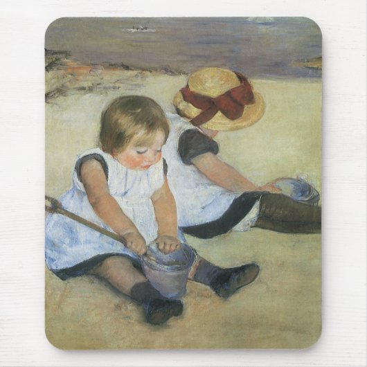 Kinderen die op de strand spelen door Mary Cassatt Muismat (Voorkant)