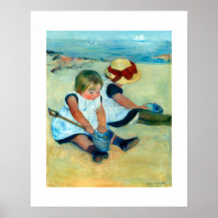 Kinderen die op de strand spelen door Mary Cassatt Poster