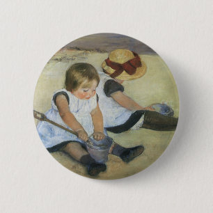 Kinderen die op de strand spelen door Mary Cassatt Ronde Button 5,7 Cm
