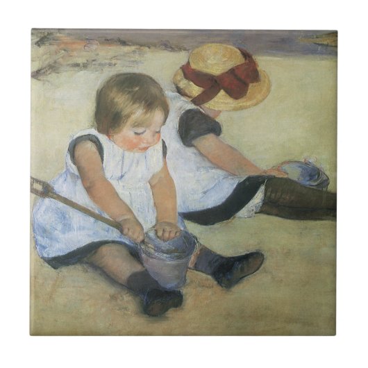 Kinderen die op de strand spelen door Mary Cassatt Tegeltje (Voorkant)