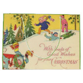 Kinderen die op een sneeuwbaltje draaien -  blik groot cadeauzakje (Achterkant)