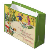 Kinderen die op een sneeuwbaltje draaien -  blik groot cadeauzakje (Voorkant Gekanteld)