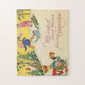 Kinderen die op een sneeuwbaltje draaien -  blik legpuzzel (Verticaal)