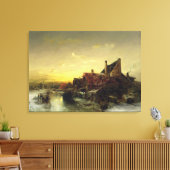Kinderen die op het ijs spelen canvas afdruk (Insitu (Woonkamer))