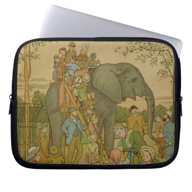Kinderen die op het olifant (litho) rijden laptop sleeve (Voorkant)