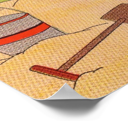 Kinderen die op het strand Poster spelen (Hoek)