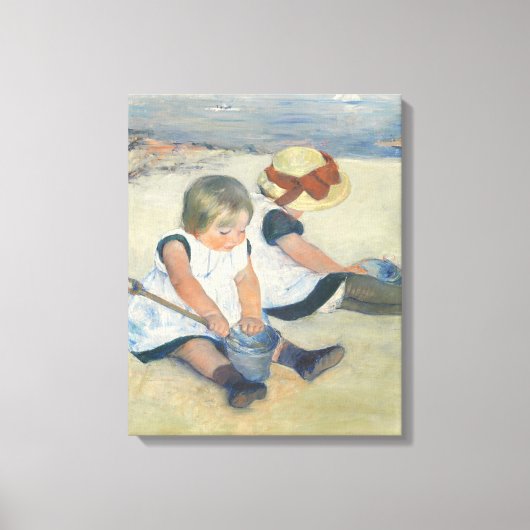 Kinderen die op het strand spelen, 1884 canvas afdruk (Voorkant)