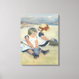 Kinderen die op het strand spelen, 1884 canvas afdruk
