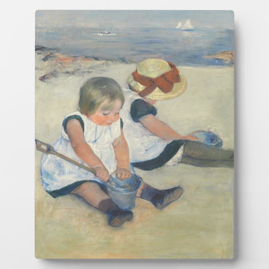 Kinderen die op het strand spelen, 1884 fotoplaat (Voorkant)